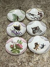 Antique Haviland & Co Limoges Butter Pats Cats Bird Butterfly Floral picture