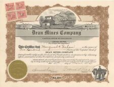 Dean Mines Co. - 1921 dated Stock Certificate - Mining Stocks picture