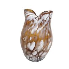 Hand Blown amber mini vase amber with white speckles  picture