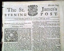 Rare & Early BRITISH 18th Century St. James's 1720 Old London England Newspaper picture