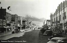 c1940 RPPC Main Street Downtown Neon Signs Car Livingston MT Real Photo P292 picture