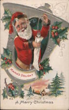 Santa Claus A Merry Christmas-Mama's Delight Winsch Antique Postcard Vintage picture