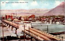 Missoula MT Higgins Avenue Bridge Railroad Train Steam c1910 postcard JP1 picture
