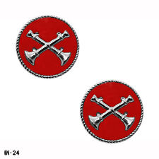 PAIR Fire Department Captain Pins ~ 2 Crossed Horns ~ Bugles Collar Discs Gemsco picture
