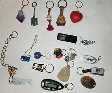 Key Chain Fobs Lot 17 Vintage Crystal Rock Heart Duck World Dodge Cancer Coors picture