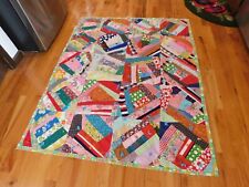 1960s Handmade Crazy Quilt Vintage Polka Dots Bubbles Hand Pieced Hand Tie picture