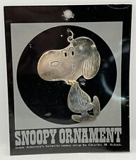 Vintage Peanuts Snoopy Metal Christmas Ornament NIP - 1980s rare Comic picture