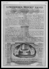 1912 The Lunkenheimer Company New York Renewo Valves Vintage Print Ad picture