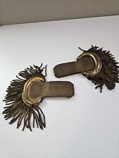 Original Napoleonic Era Shoulder Military Epaulettes Brass & Cloth Set of 2  picture