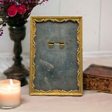 Antique Victorian Wave Scroll Ornate Gold Tone Photo Picture Frame 5.25”x 3.5” picture