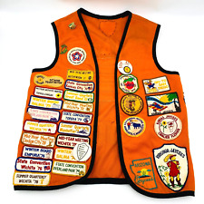 RARE Vintage 1960s Onaga Jaycees Orange/Black Boy Scouts Vest with Patches picture