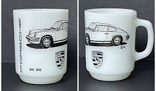 Vtg Rare Porsche 911 - 912 Sports Car Anchor Hocking Milk Glass Mug USA - Unused picture