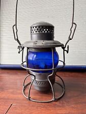 Texas & Pacific Railroad Lantern w/ Blue Globe, ADLAKE Kero picture