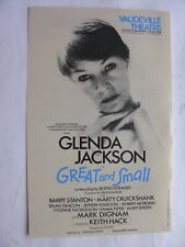 1983 GREAT AND SMALL Botho Strauss Glenda Jackson Mark Dignam Vaudeville Flyer picture