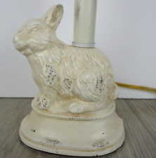 VTG White Bunny Rabbit Lamp Cast Metal 5.5 in French Country Cottage Novelty picture