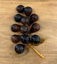 Mid Century Dark Amber Brown Glass GRAPES Cluster LEAVES Vintage picture