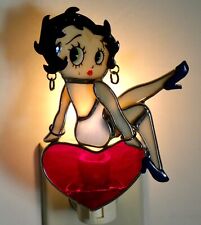 Vintage BETTY BOOP Stained Glass 'Plug-In' Nightlight w/ Dangling Earrings picture