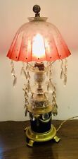 Outstanding Antique Victorian Parlour Table Lamp Cranberry Shade picture