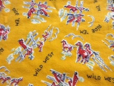 Marcus Brothers Textiles Vtg Western  Flannel Fabric Cowboy Cowgirl Horses 1 Yd picture
