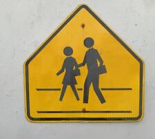 Authentic Vintage Metal Retired Yellow School Crossing Pedestrian  Street sign picture