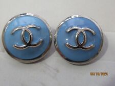 CHANEL 2 BUTTONS  20MM BLUE, SILVER tone, metal   THIS IS FOR 2 picture