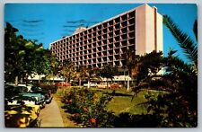 Classic Fifties Cars Caribe Hilton Beach, Ocean, San Juan, Puerto Rico Postcard  picture