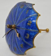 Antique Swiss Figural UMBRELLA Enameled Brass Novelty Clock - Prien & Wittern picture
