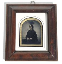 Antique Quarter Plate 1800's Photo of Woman in Original Wood Frame picture