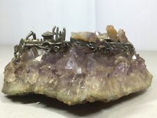 Hand Crafted Mineral Art Railroad Scene on Geode picture