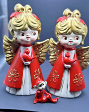 2 - VINTAGE Japan Christmas HOLT HOWARD Angel CHALKWARE Figures & MINI PIXIE picture