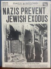 VINTAGE NEWSPAPER HEADLINE ~ NAZIS PREVENT JEWISH EXODUS WW2 BERLIN GERMANY 1938 picture