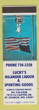 Matchbook Cover - Lucky's Hilander Liquor Sporting Goods St Charles MO guns picture
