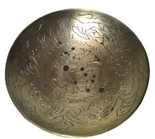 Vintage Brass 8” Bowl/Plate Engraved Etched Chinese  Dish Heavy Duty See Details picture