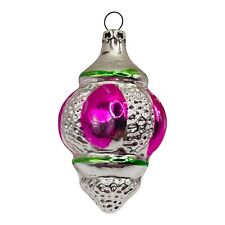 Vintage Christmas Ornament Blown Mercury Glass Pink Teardrop Textured Columbia picture