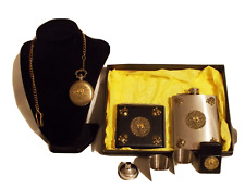 Pirate Doubloon  Flask  & Pocket Watch Set   / Cigarette Case & Lighter picture