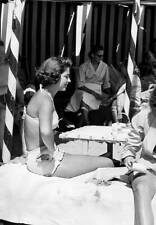 Italian actress Ira von Furstenberg wearing bikini sitting deckcha- Old Photo picture