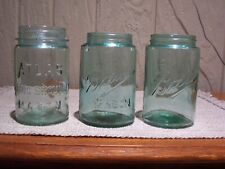 3 Vintage Ball Mason Jars Pint Size Lot of 3 Blue Green Glass Atlas Mixed Lot picture