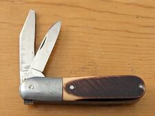 Vintage Rare Queen Cutlery Barlow 2 Blade Sawn Bone Handle Pocket Knife - 1950's picture