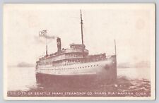 Postcard Steamship Ship SS City Of Seattle Miami Vintage Unposted Scarce picture