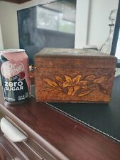 Vintage Wood PYROGRAPHY ART COLLARS & CUFFS BOX picture