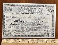1913 official certificate Odd Fellows John Buckle Baltimore MD Lodge 57 picture