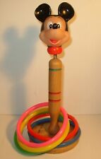Vtg 1950s/60s Disney Mickey Mouse Ring Toss Toy Original Rings Wood Base RARE picture