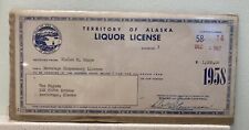 Vintage 1958 Territory of Alaska Liquor License of The Pagoda Restaurant and Bar picture