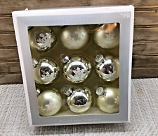 TARGET 2007 Set of 9 Silver Frosted White Glitter Snowflakes Glass Ornaments picture
