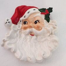 Vintage Hand Painted Norcrest Ceramic Jolly Smiling Santa Candy Soap Dish XMAS picture
