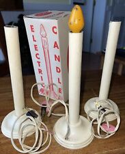 3 Vintage Timco Electric Christmas 9” Window Candle Lights 1950s 1 Original Box picture