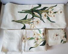 3 Vtg Utica Fine Arts J.P. Stevens Daffodil Floral Bath Towels Set Of 3 Unused  picture