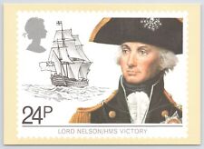 Lord Nelson & HMS Victory~Marjorie Saynor Stamp Design~Continental Postcard picture