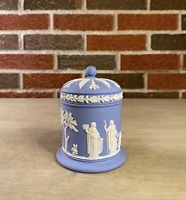 Vintage Wedgwood Blue Jasperware With Lid Covered Tobacco Jar 4.5” picture