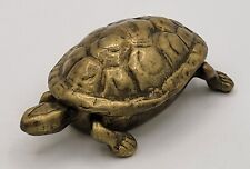 Vintage Brass Turtle Tortoise Trinket Dish Personal Ashtray Hinged Lid picture